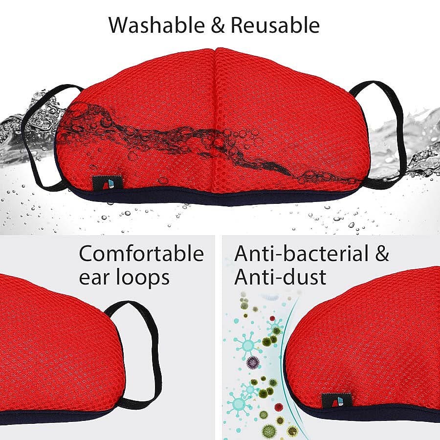 6 Layer Washable Anti Dust Face Covering - Red