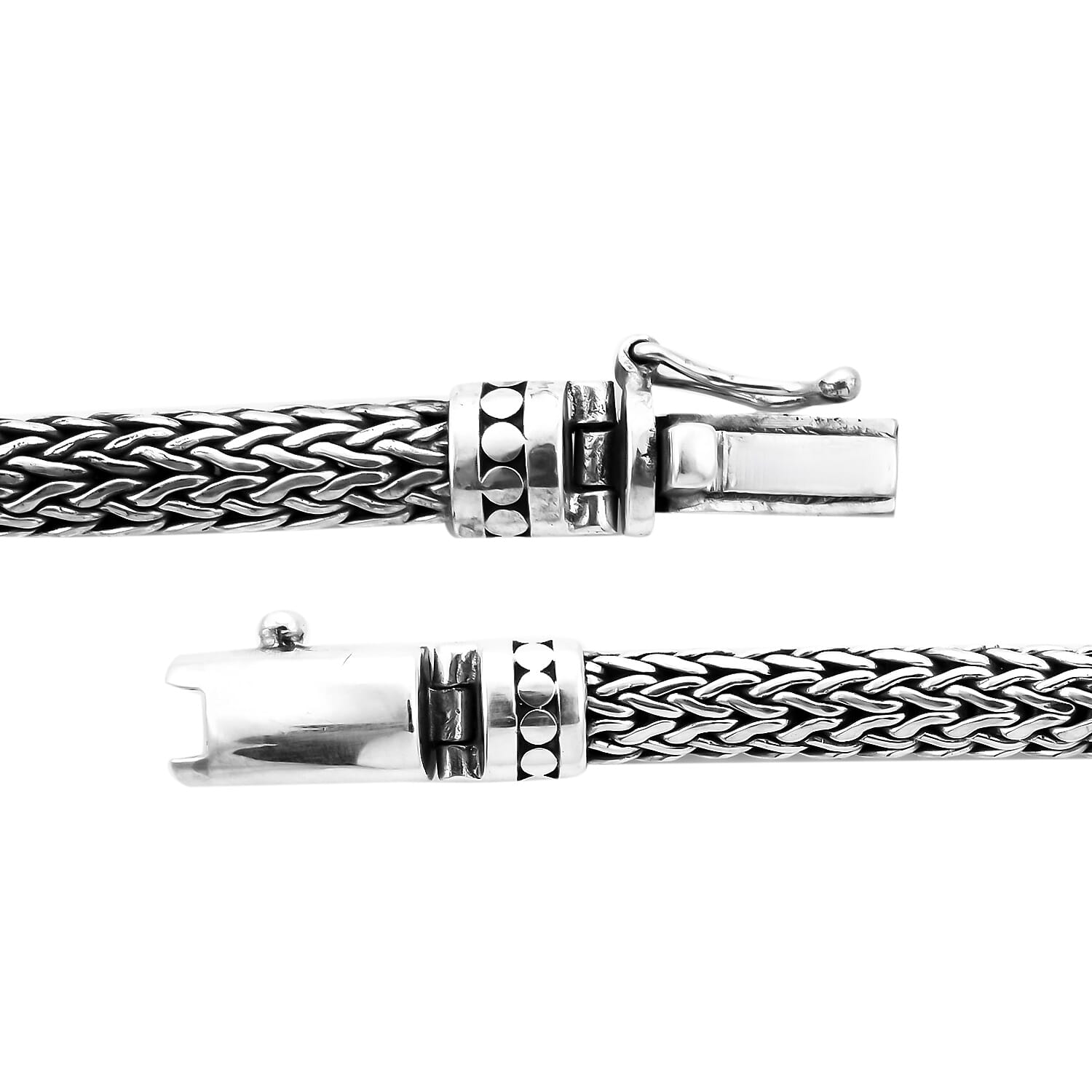 Royal Bali Collection - Sterling Silver Multi Charm Tulang Naga Bracelet (Size 6.5), Silver wt 42.80 Gms