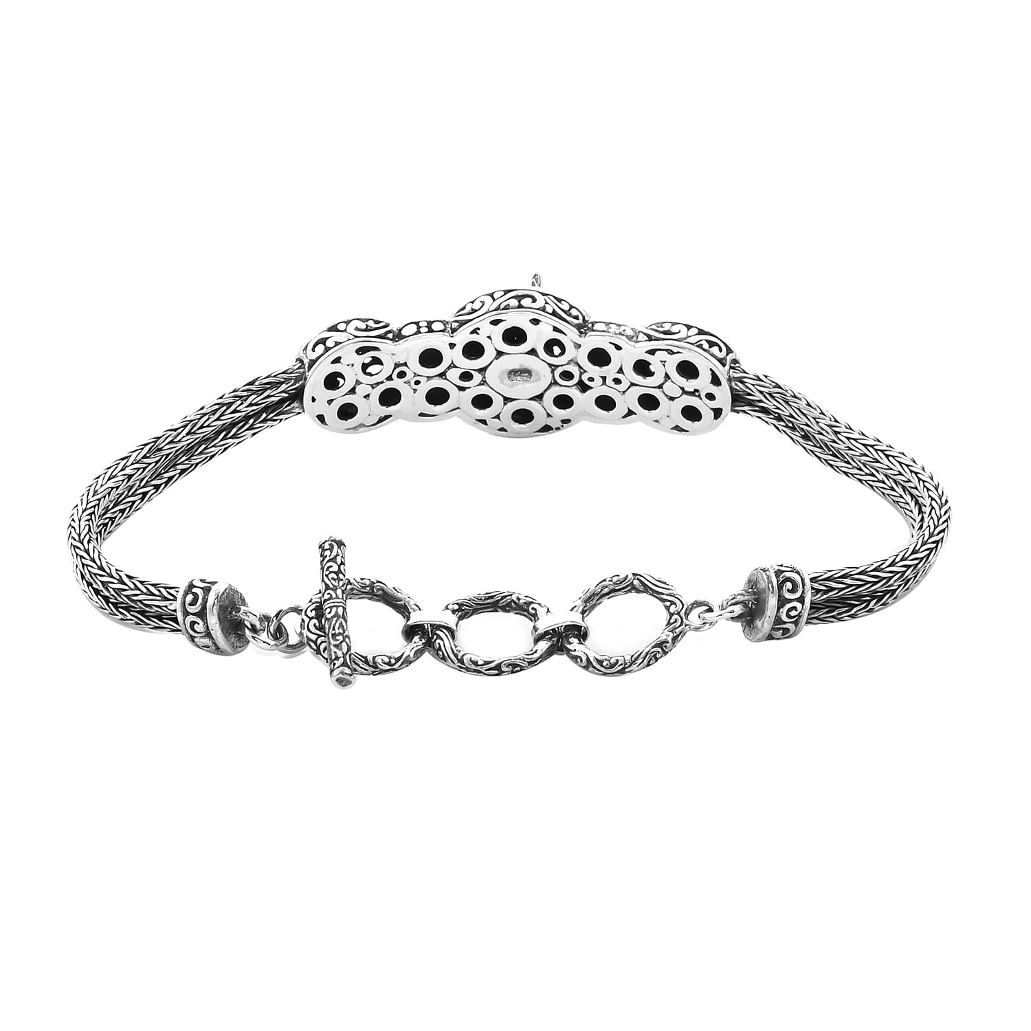 Royal Bali Collection - Sterling Silver Horse Tulang Naga Bracelet (Size 7.5 with Extender), Silver wt 20.10 Gms