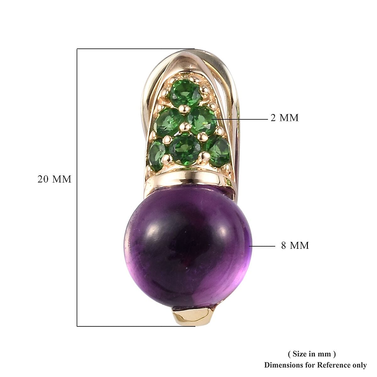Sundays Child - 9K Yellow Gold Zambian Amethyst, Tsavorite Garnet Drop Earrings (with French Clip) 5.25 Ct. Gold Wt 3.72 Grams