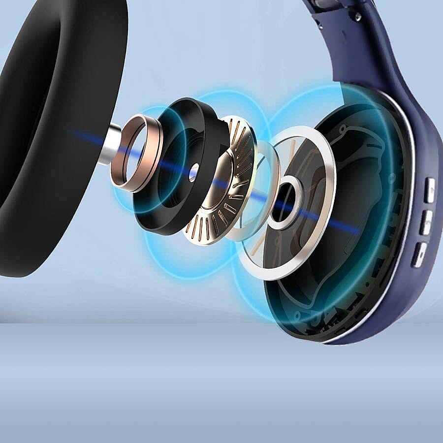 WESDAR: Wireless & Bluetooth Headphones with Rechargeable 500 mAh Battery - Navy