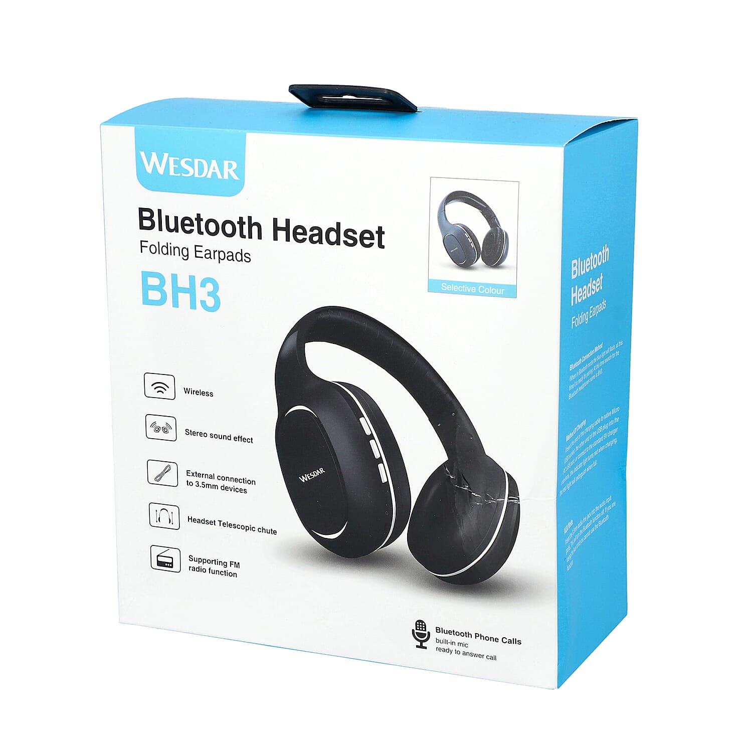 WESDAR: Wireless & Bluetooth Headphones with Rechargeable 500 mAh Battery - Navy