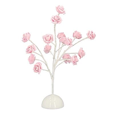 Home Decor - Rose LED Table Lamp (3xAA Battery not Included) - Pink and White Colour