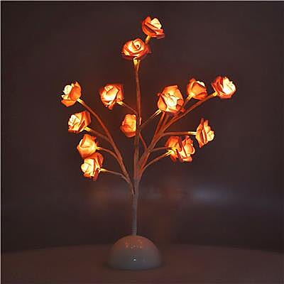 Home Decor - Rose LED Table Lamp (3xAA Battery not Included) - Pink and White Colour