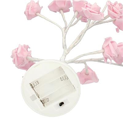Home Decor - Rose LED Table Lamp (3xAA Battery not Included) - Pink and White Colour