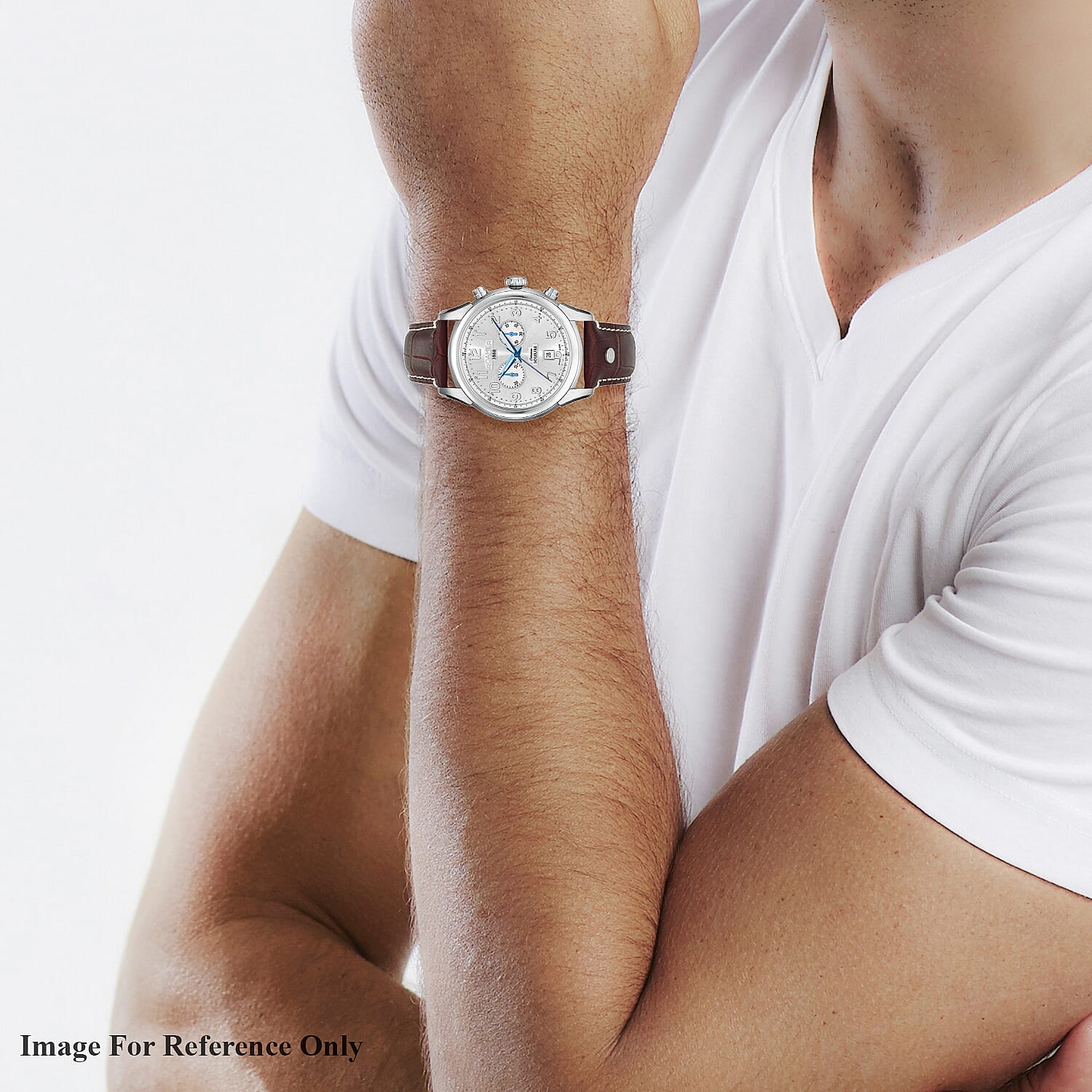 ROAMER Swiss Movement Water Resistant Watch in Stainless Steel with Chronograph Display and Brown Colour Strap