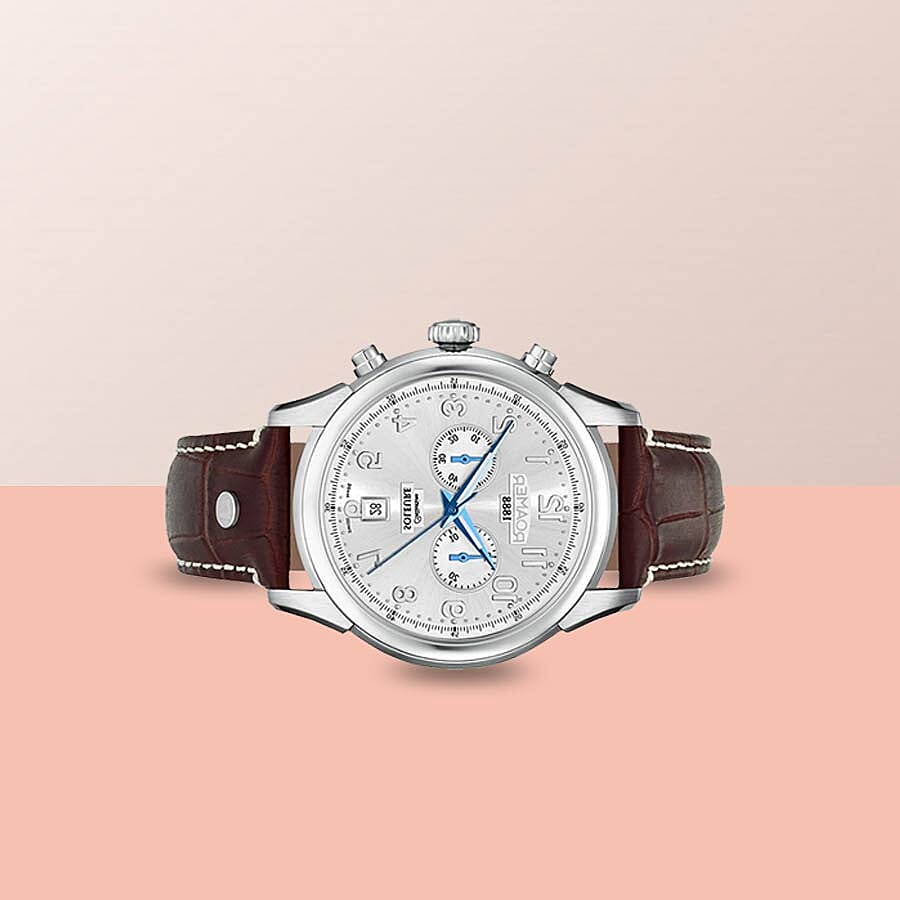 ROAMER Swiss Movement Water Resistant Watch in Stainless Steel with Chronograph Display and Brown Colour Strap