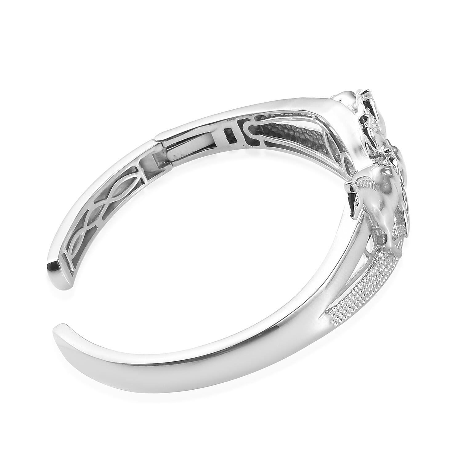 Horse Cuff Bangle (Size 7.5) in Silver Tone