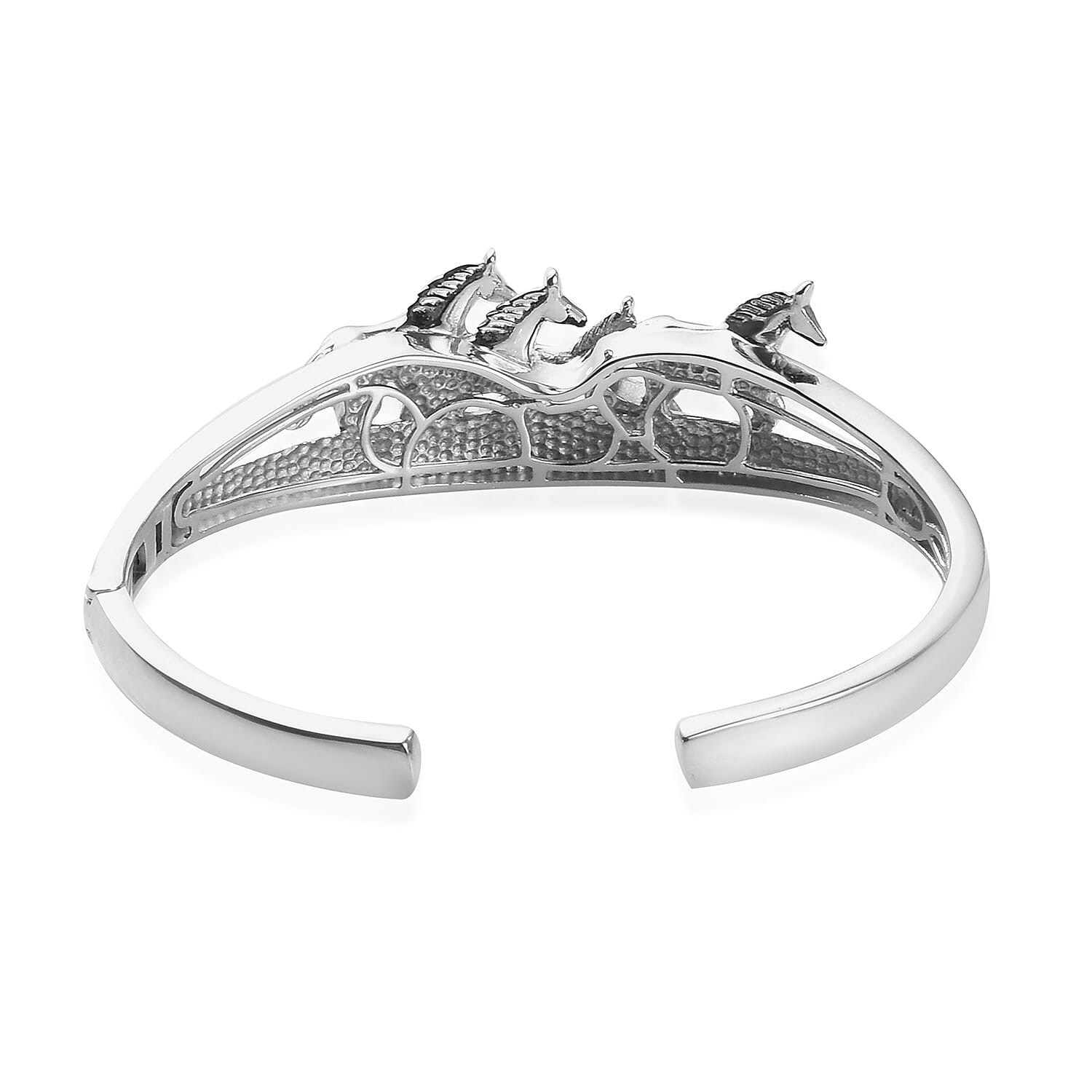 Horse Cuff Bangle (Size 7.5) in Silver Tone