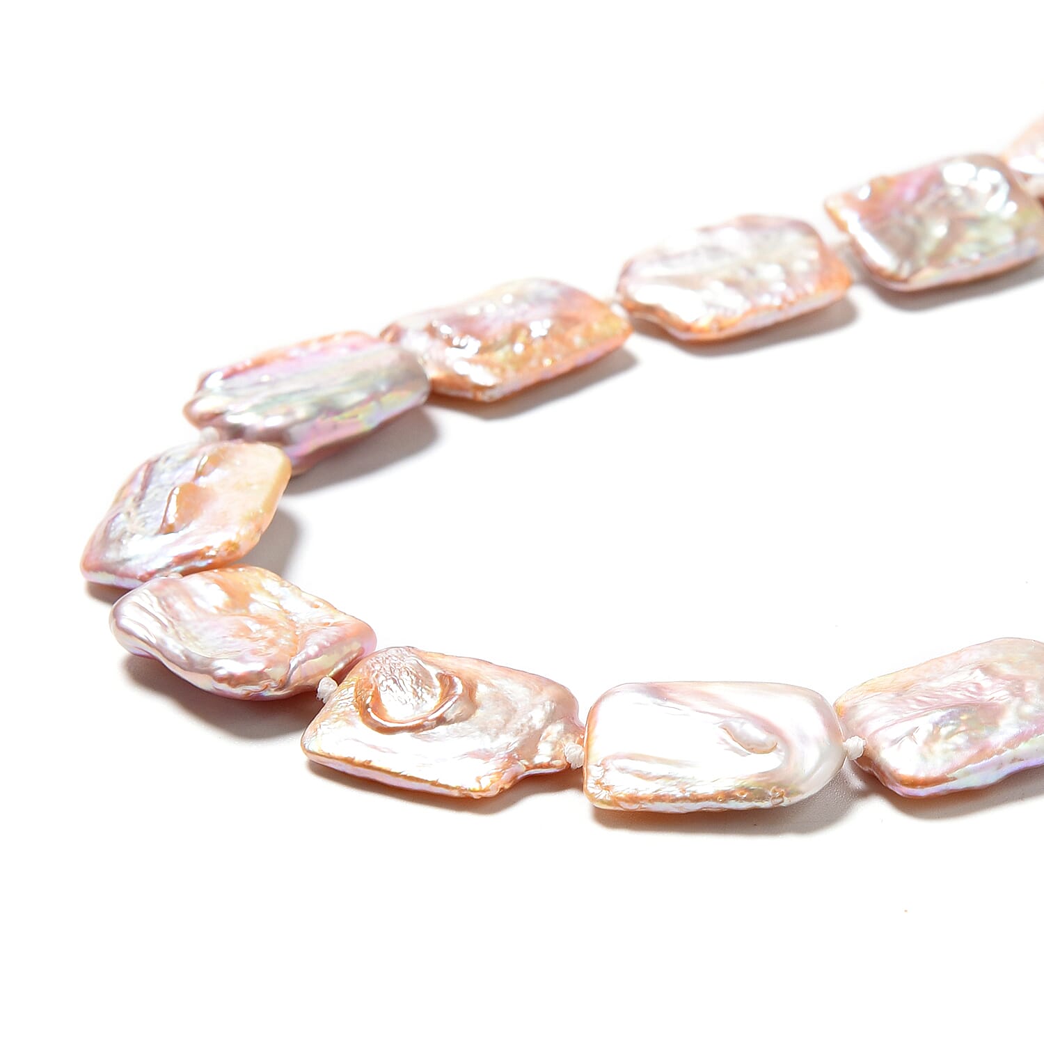 Natural Colour Baroque Pearl Necklace (Size 20) in Rhodium Overlay Sterling Silver