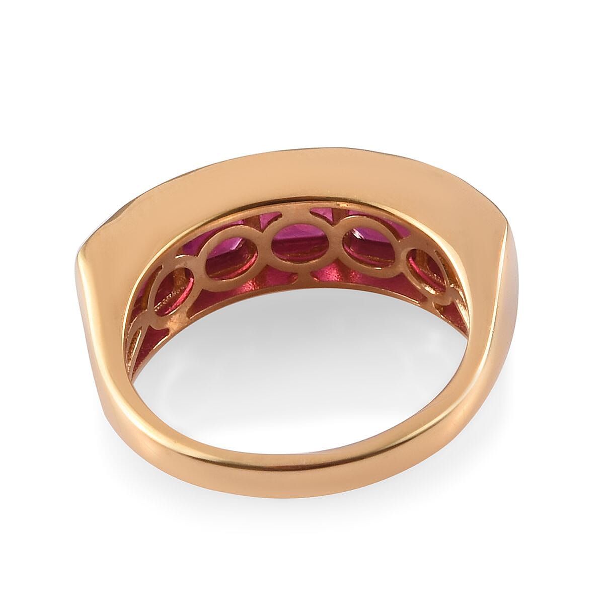 African Ruby Half Eternity Band Ring in 14K Gold Overlay Sterling Silver 3.75 Ct.