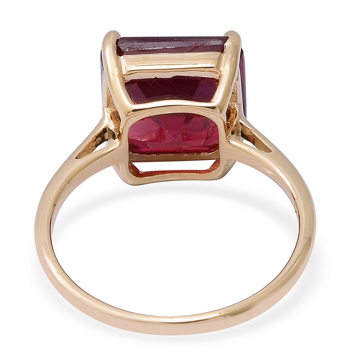 One Time Deal- 9K Yellow Gold AAA African Ruby (Asscher Cut) Solitaire Ring 7.15 Ct.