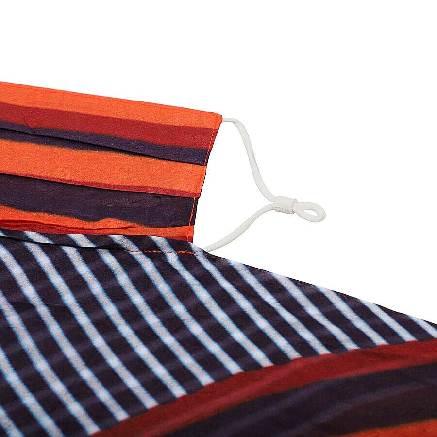 New Arrival- 2 in 1 Stripe Pattern 100% Mulberry Silk Scarf and Protective Face Covering in Red, Blue and Multi Colour (Size 40x40 Cm)