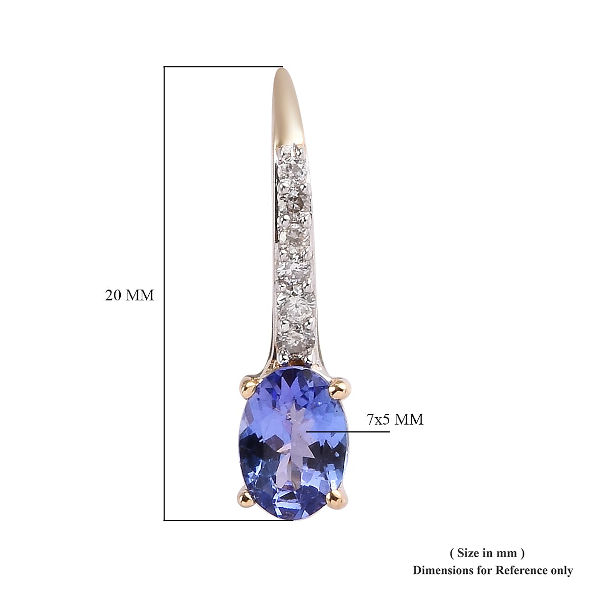 9K Yellow Gold Tanzanite and Natural Diamond Hoop Earrings 1.60 Ct.