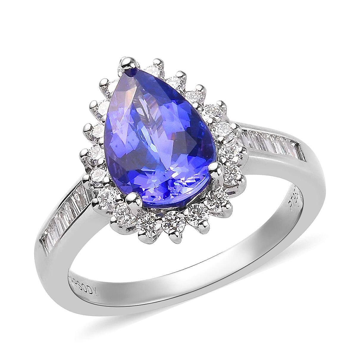 RHAPSODY 950 Platinum AAAA Tanzanite and Diamond (VS-E-F) Ring 2.50 Ct, Platinum wt 6.30 Gms
