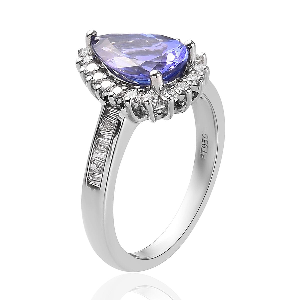 RHAPSODY 950 Platinum AAAA Tanzanite and Diamond (VS-E-F) Ring 2.50 Ct, Platinum wt 6.30 Gms