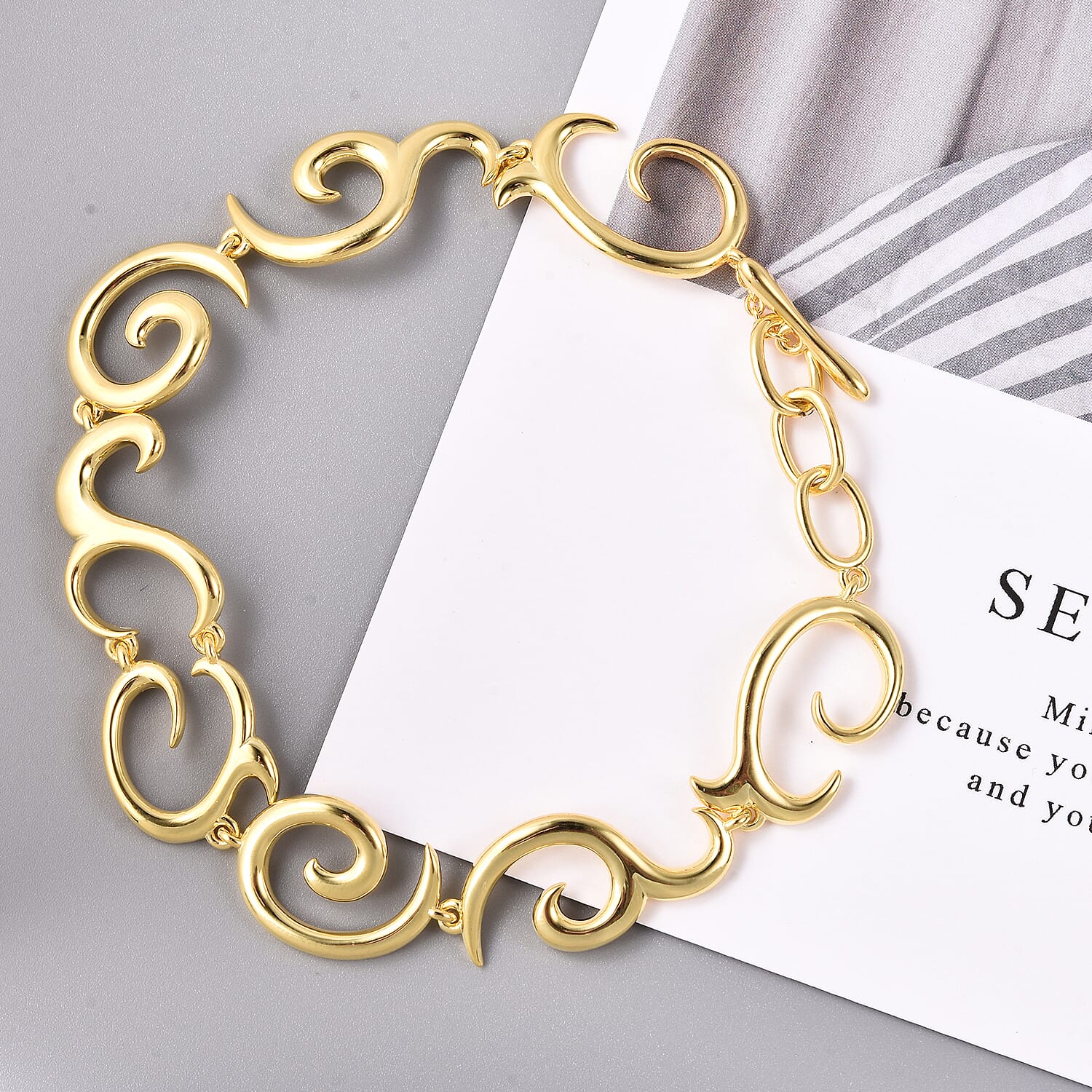 LucyQ Swirl Bracelet (Size 8.5) in Yellow Gold Overlay Sterling Silver