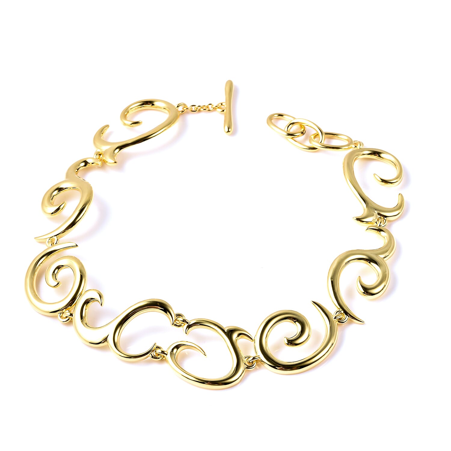 LucyQ Swirl Bracelet (Size 8.5) in Yellow Gold Overlay Sterling Silver