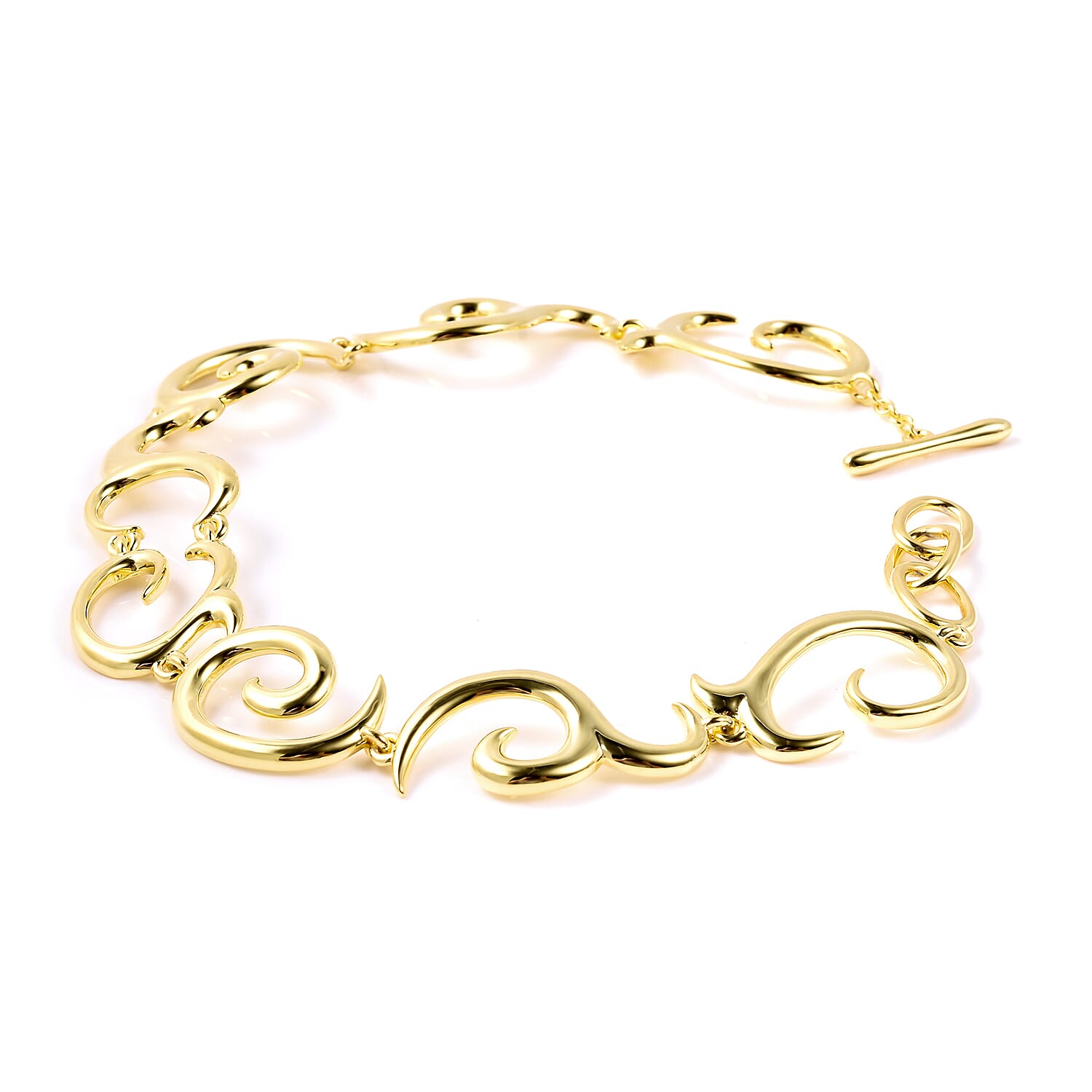 LucyQ Swirl Bracelet (Size 8.5) in Yellow Gold Overlay Sterling Silver