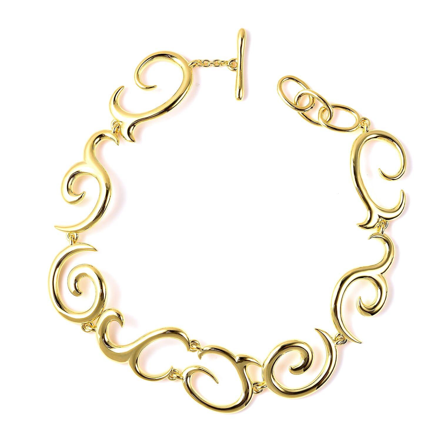 LucyQ Swirl Bracelet (Size 8.5) in Yellow Gold Overlay Sterling Silver