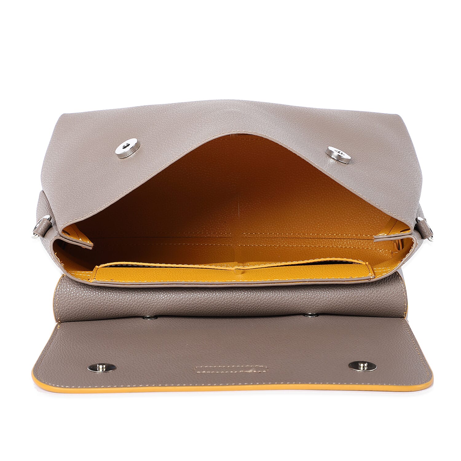 Designer Close Out Deal- Chinllo Fashion Boutique Flap Shoulder Bag - Grey and Mustard
