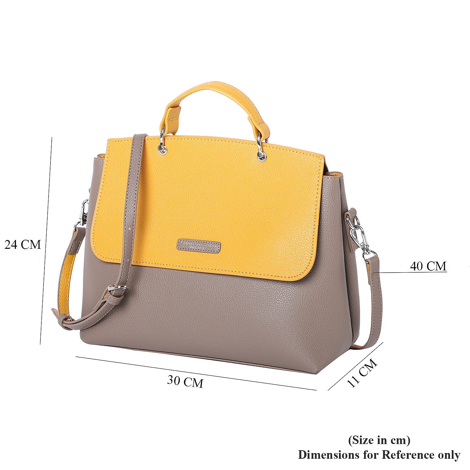 Designer Close Out Deal- Chinllo Fashion Boutique Flap Shoulder Bag - Grey and Mustard