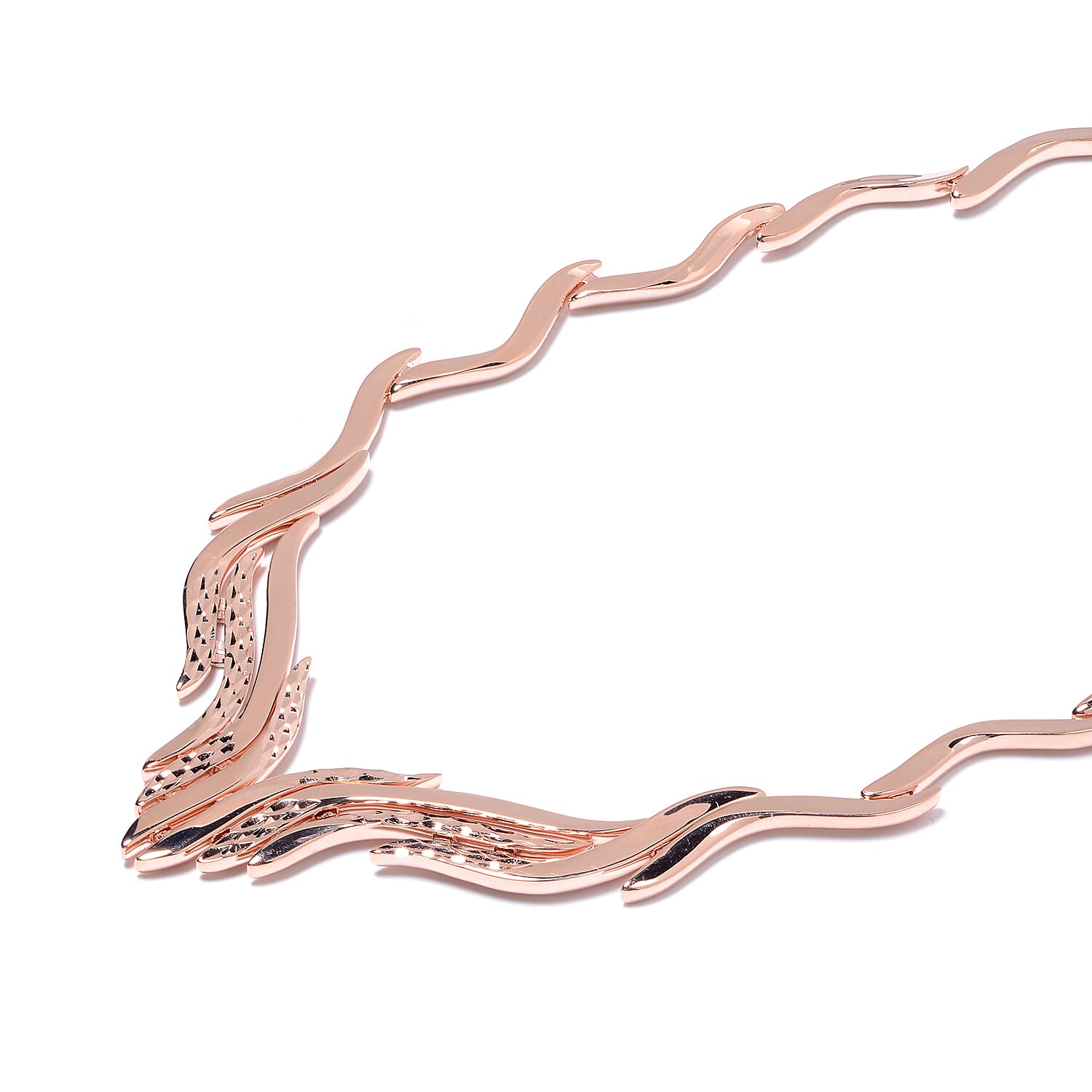 LucyQ Flame Collection - Rose Gold Overlay Sterling Silver Necklace (Size 17 with 4 inch Extender)