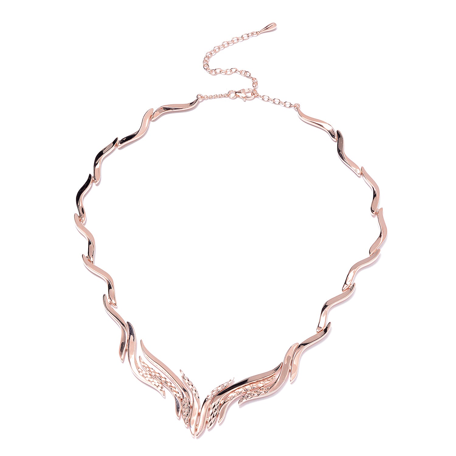 LucyQ Flame Collection - Rose Gold Overlay Sterling Silver Necklace (Size 17 with 4 inch Extender)