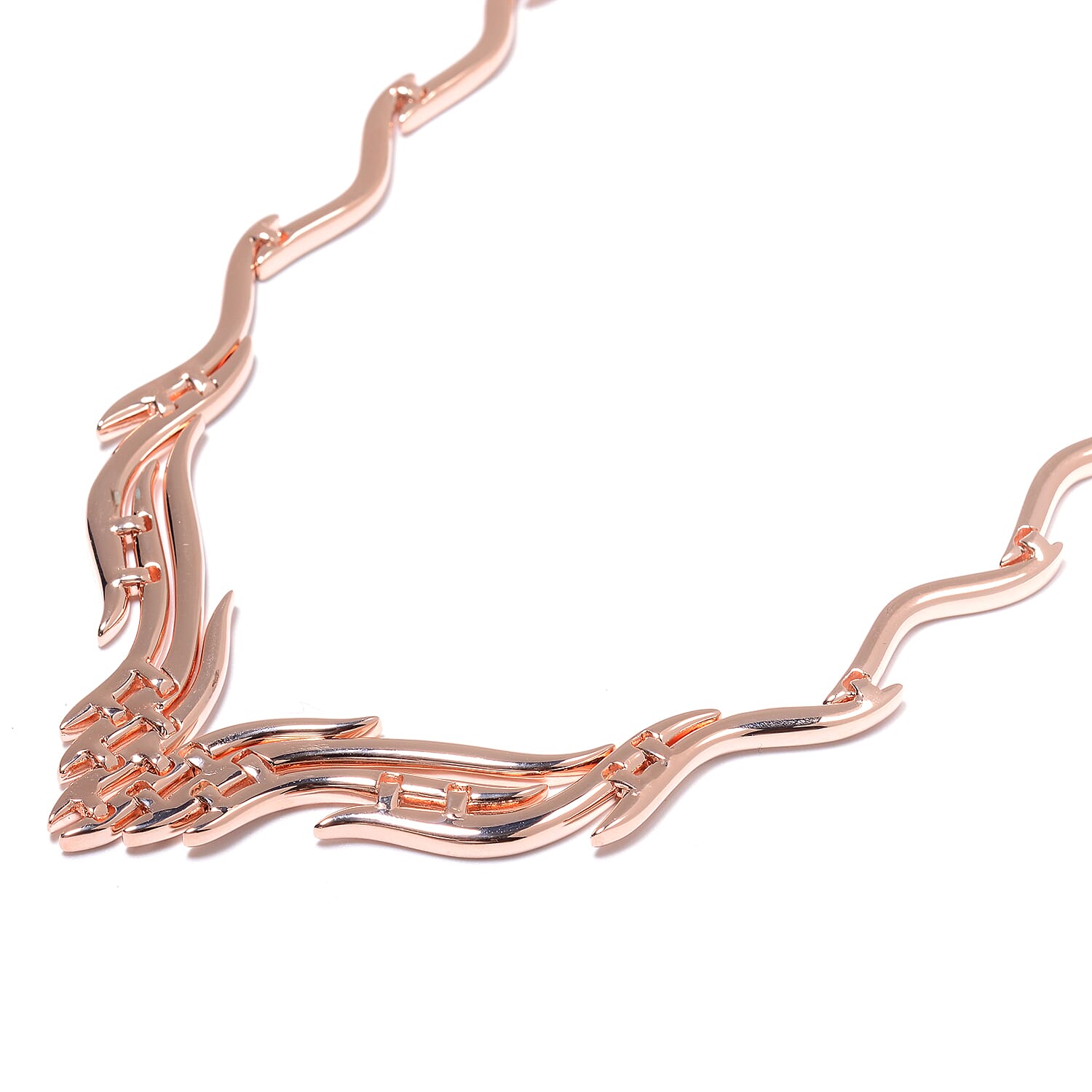 LucyQ Flame Collection - Rose Gold Overlay Sterling Silver Necklace (Size 17 with 4 inch Extender)
