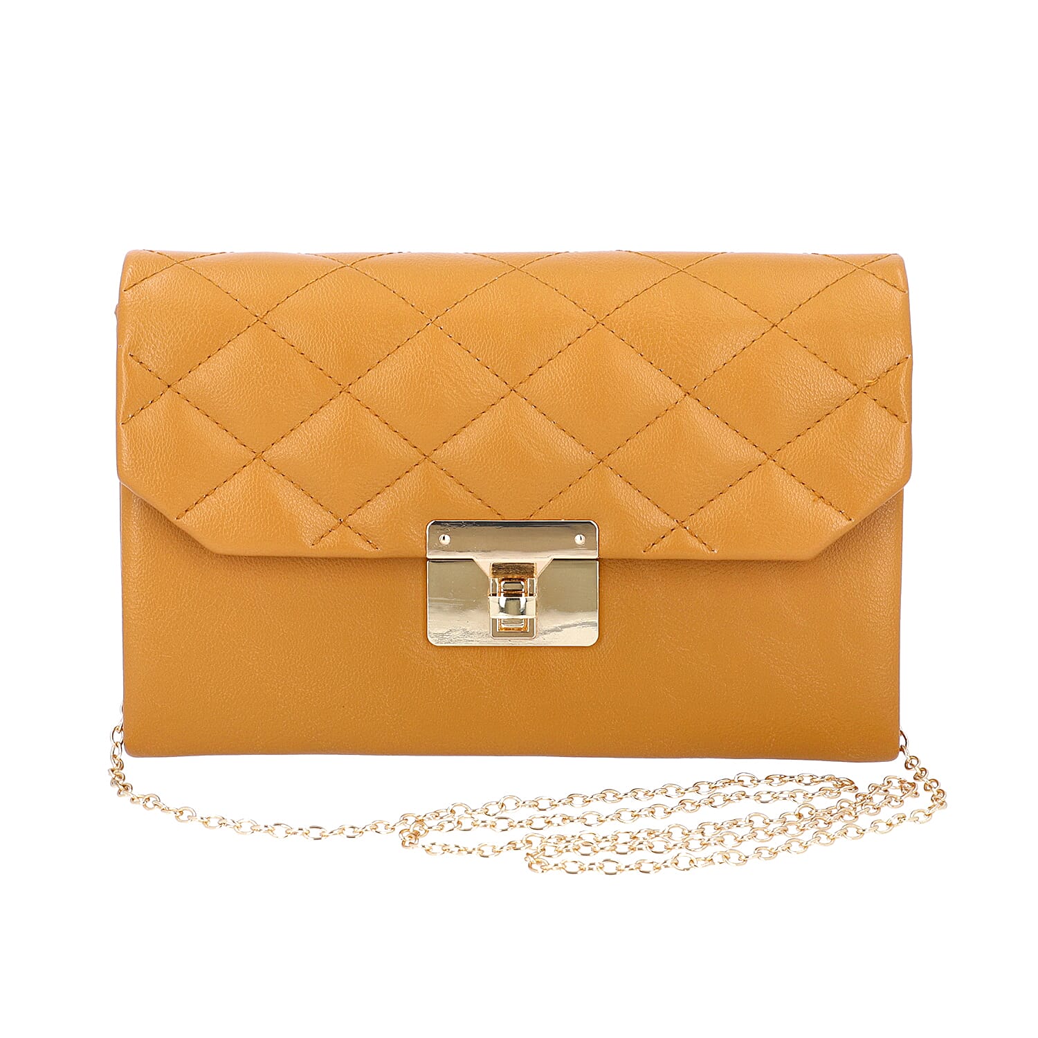 Tan Colour Crossbody Bag with Clasp Lock (Size 22x6.5x14 Cm)