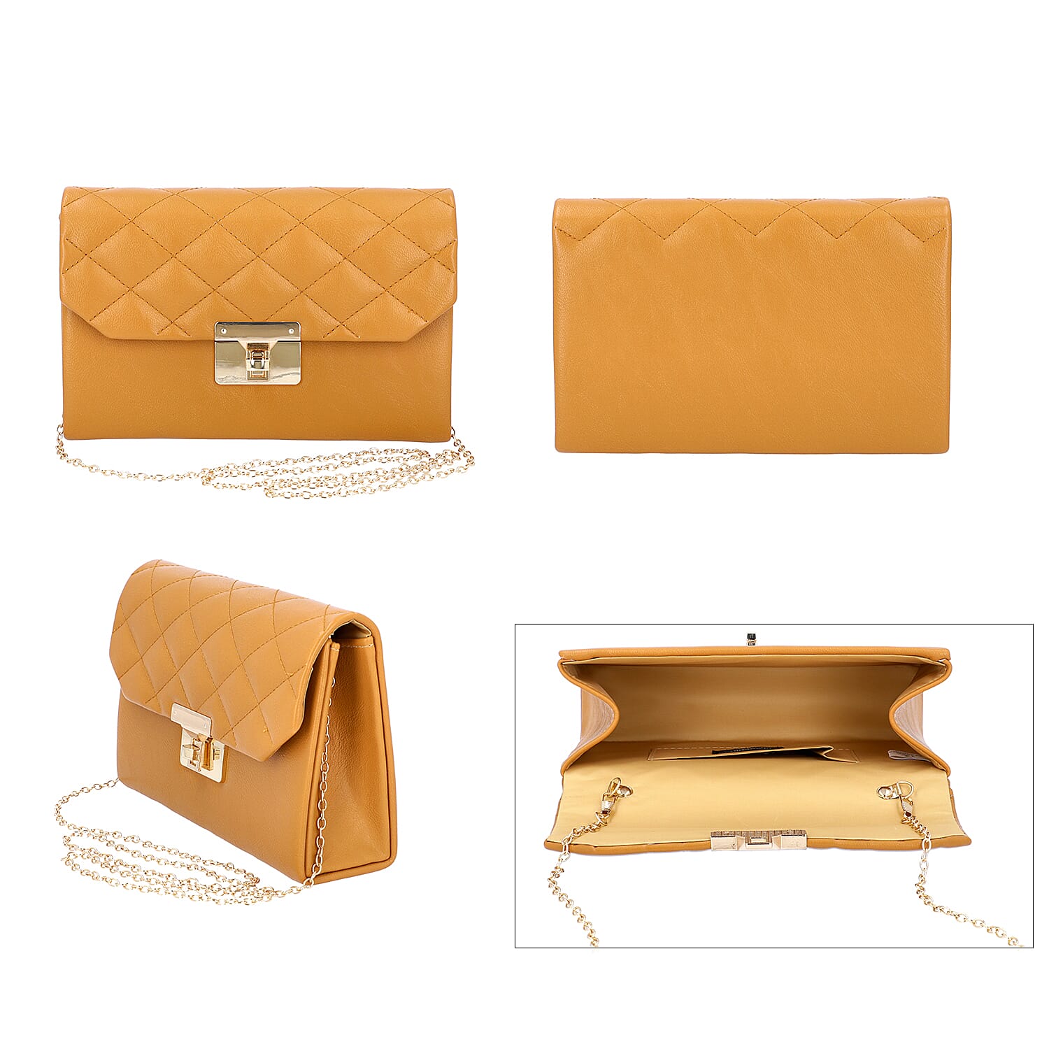 Tan Colour Crossbody Bag with Clasp Lock (Size 22x6.5x14 Cm)
