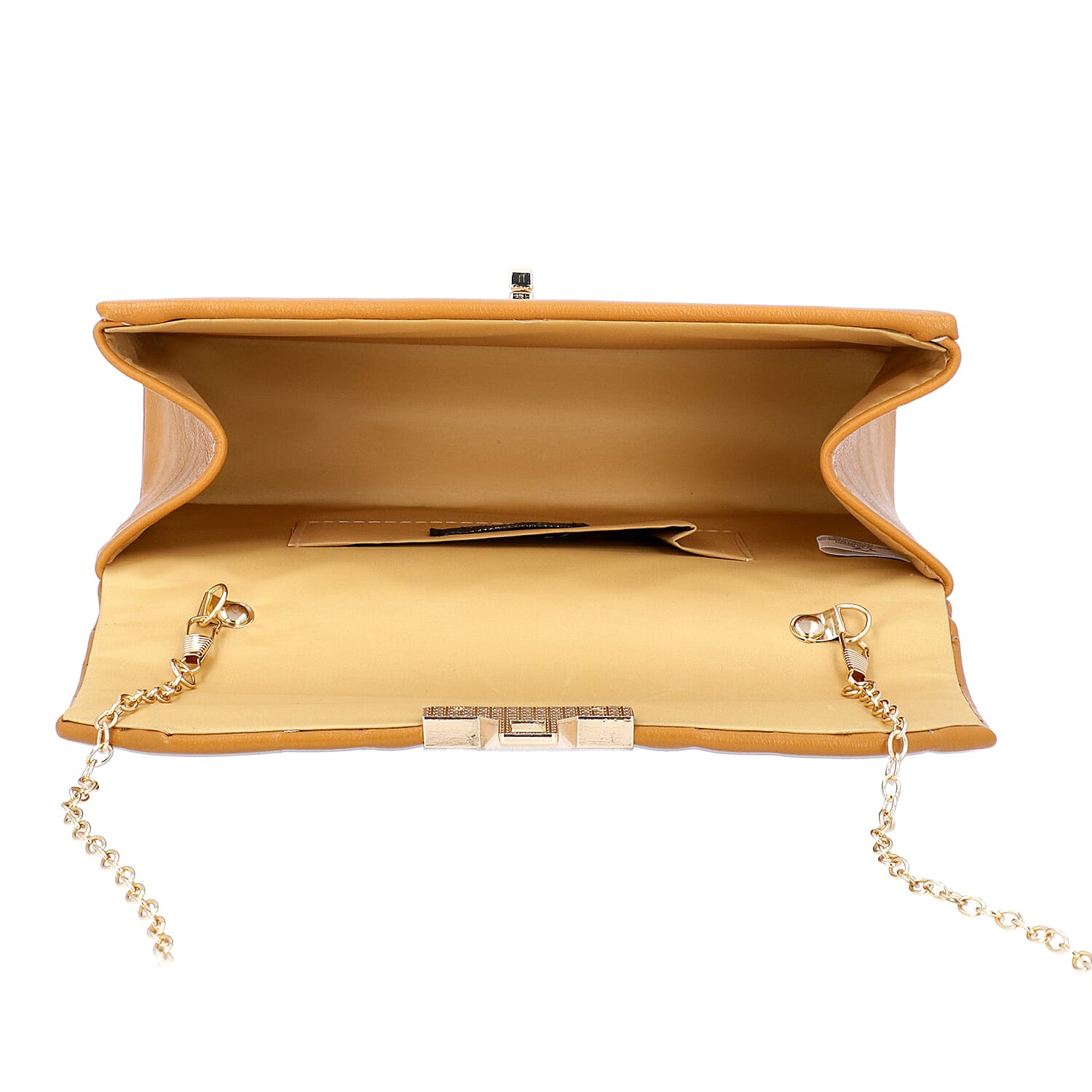 Tan Colour Crossbody Bag with Clasp Lock (Size 22x6.5x14 Cm)