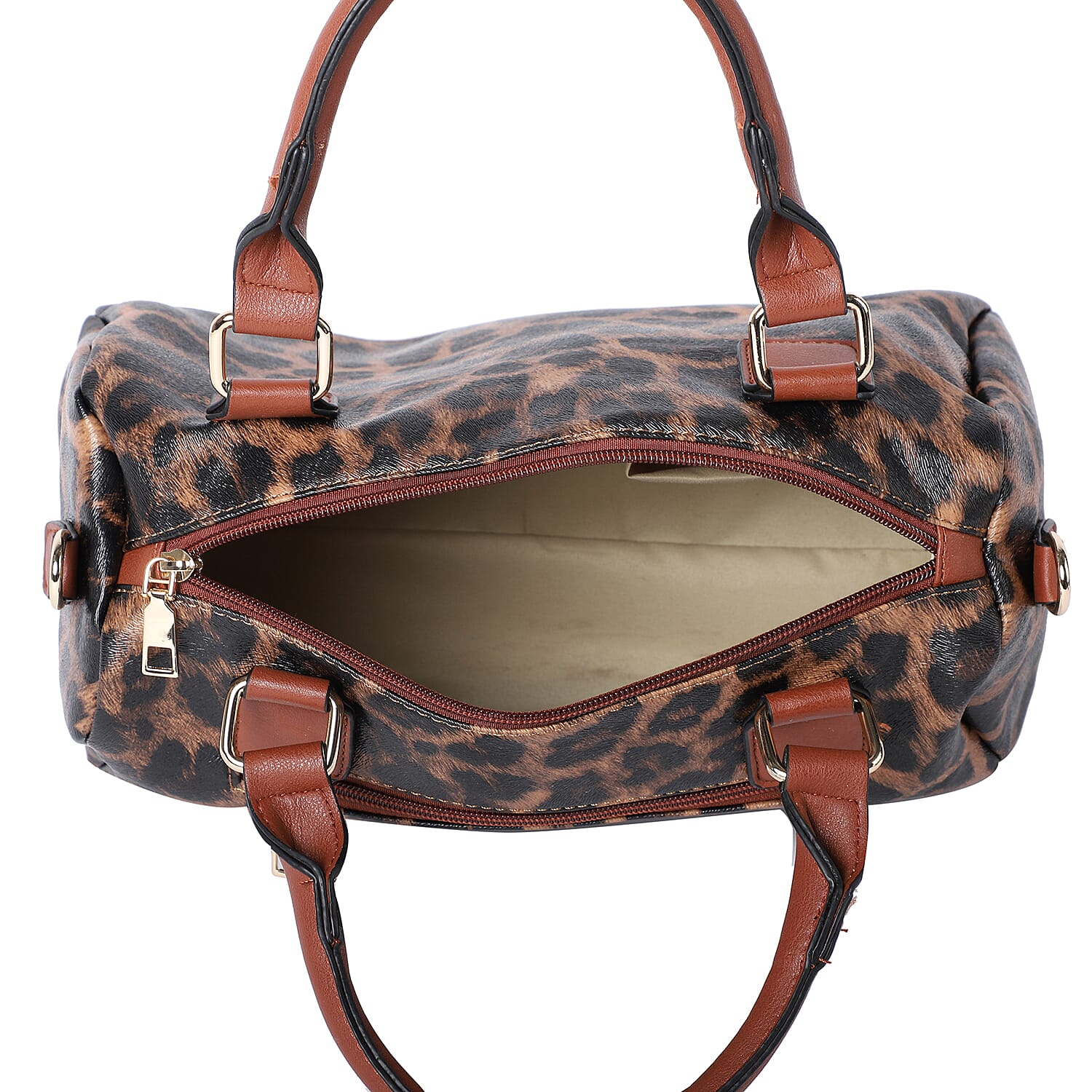 Leopard Print Satchel Bag (Size 30x22x12cm) - Brown