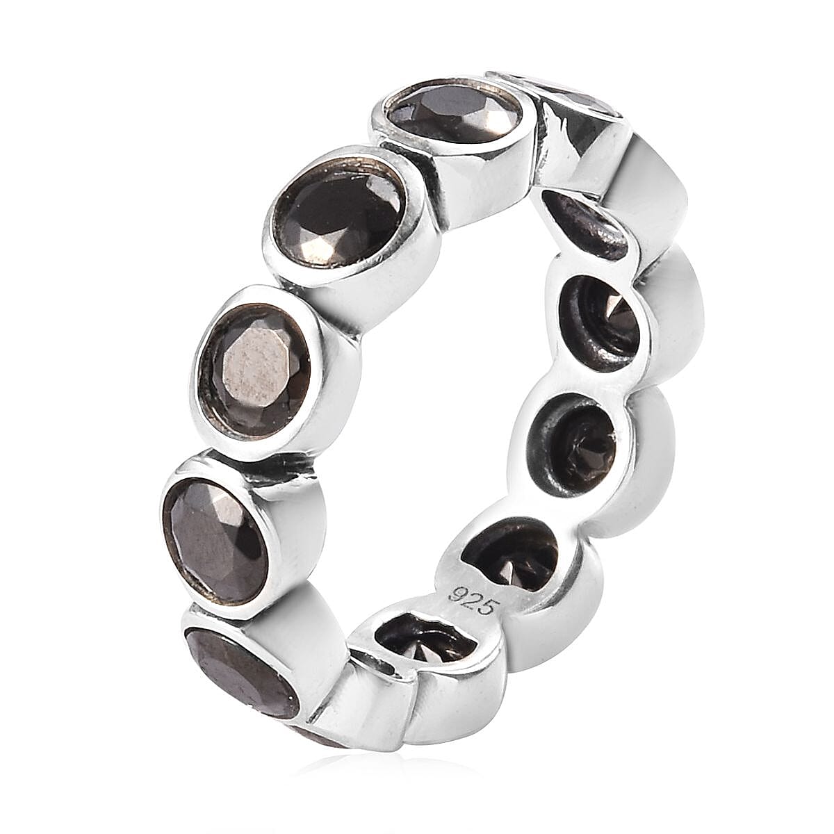 Elite Shungite Bezel Set Eternity Band Ring in Sterling Silver 2.50 Ct.