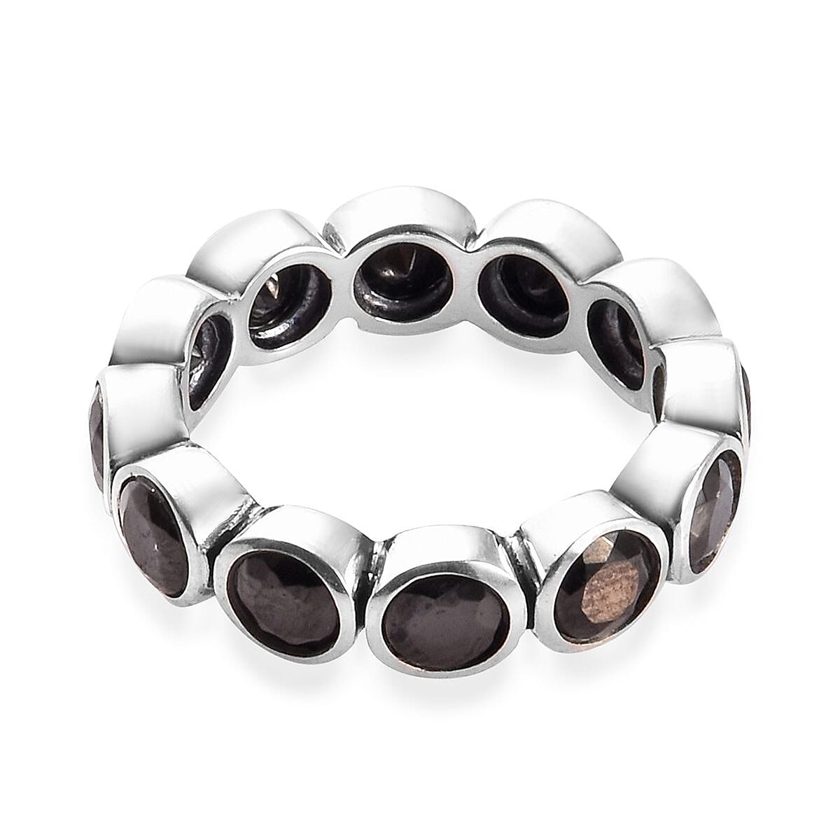 Elite Shungite Bezel Set Eternity Band Ring in Sterling Silver 2.50 Ct.