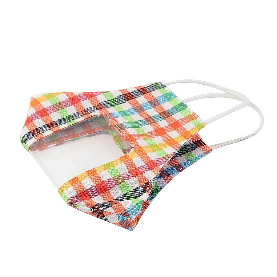 Multi Colour Transparent Face Mask (Size 14x20x29 Cm) - Green Orange and Yellow