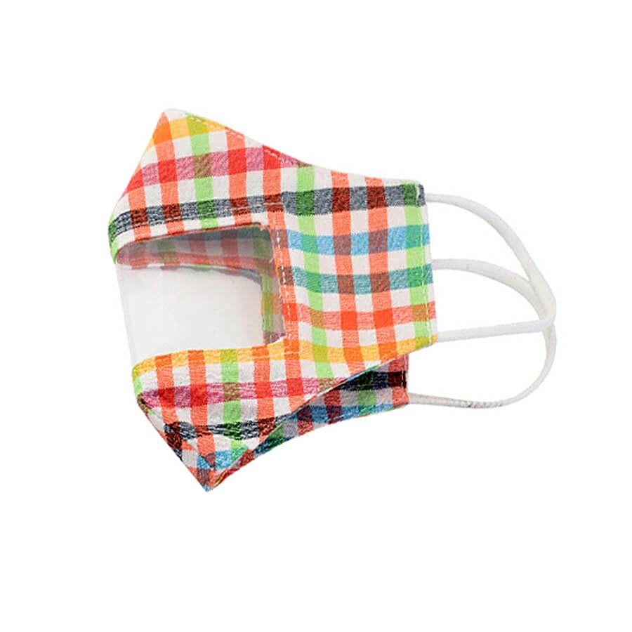 Multi Colour Transparent Face Mask (Size 14x20x29 Cm) - Green Orange and Yellow