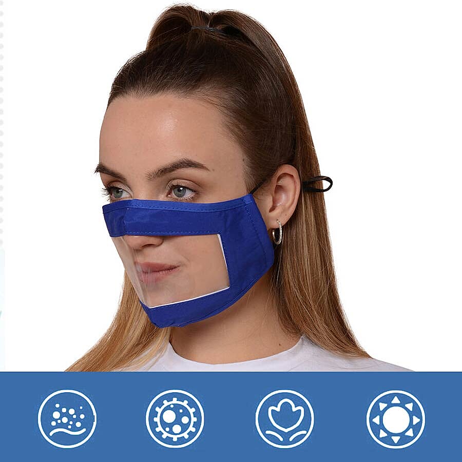 Transparent Face Mask (Size 14x20x29 Cm) - Navy Blue