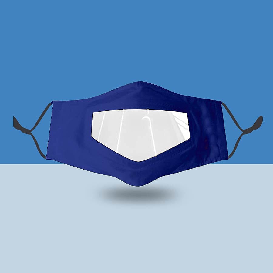 Transparent Face Mask (Size 14x20x29 Cm) - Navy Blue
