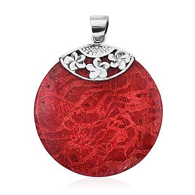 Royal Bali Collection - Red Sponge Coral Pendant in Sterling Silver