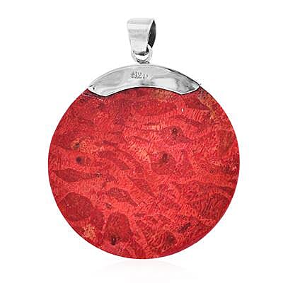 Royal Bali Collection - Red Sponge Coral Pendant in Sterling Silver