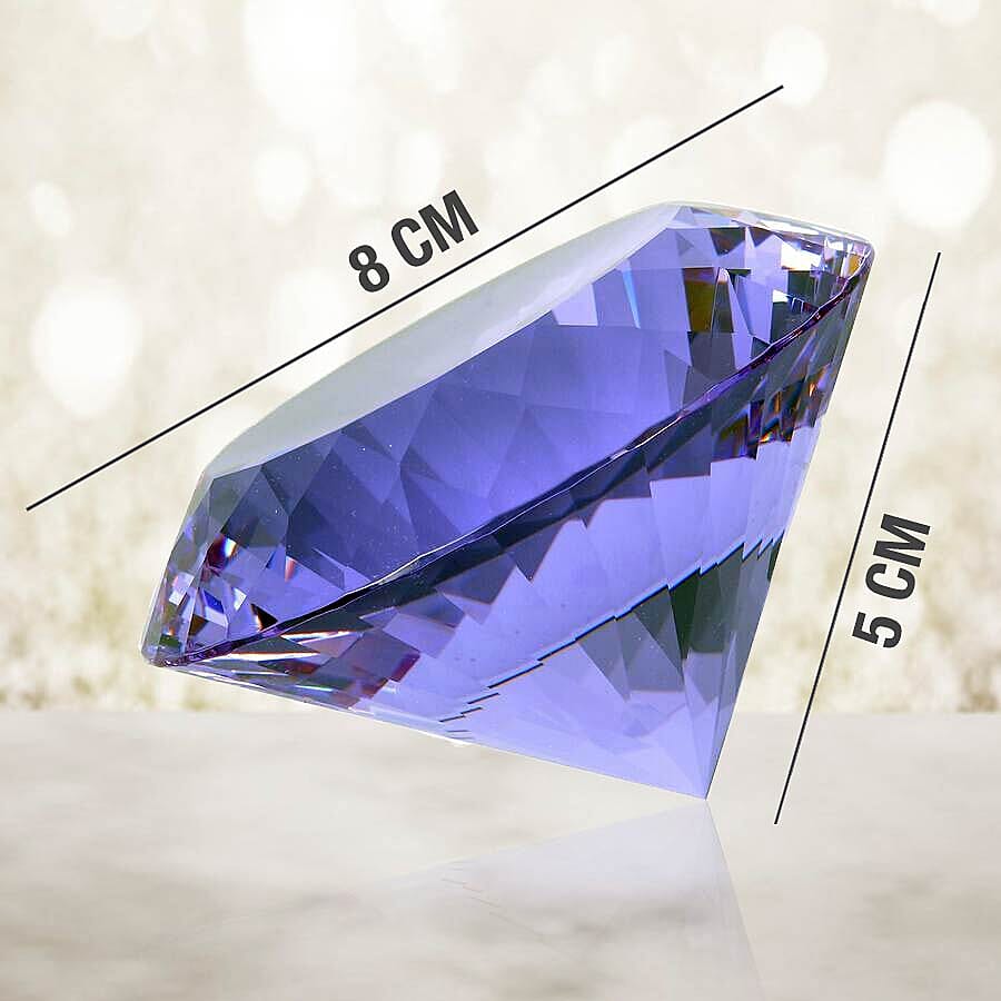 TJC Exclusive Diamond Cut Amethyst Glass Crystal (Size 8x5cm) in a Gift Box