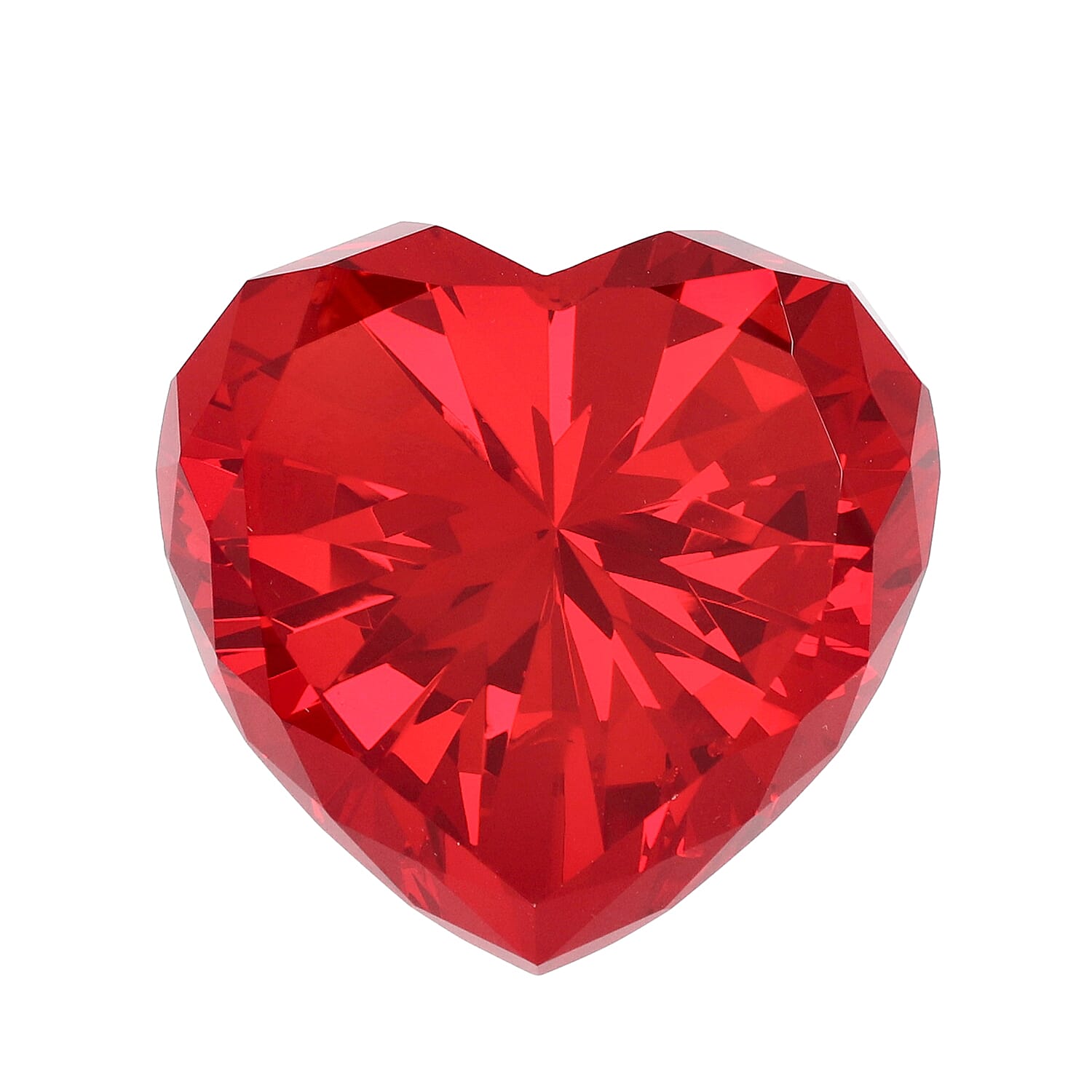 Home Decor - Ruby Colour Red Heart Crystal (Size 8X7.8X5cm)