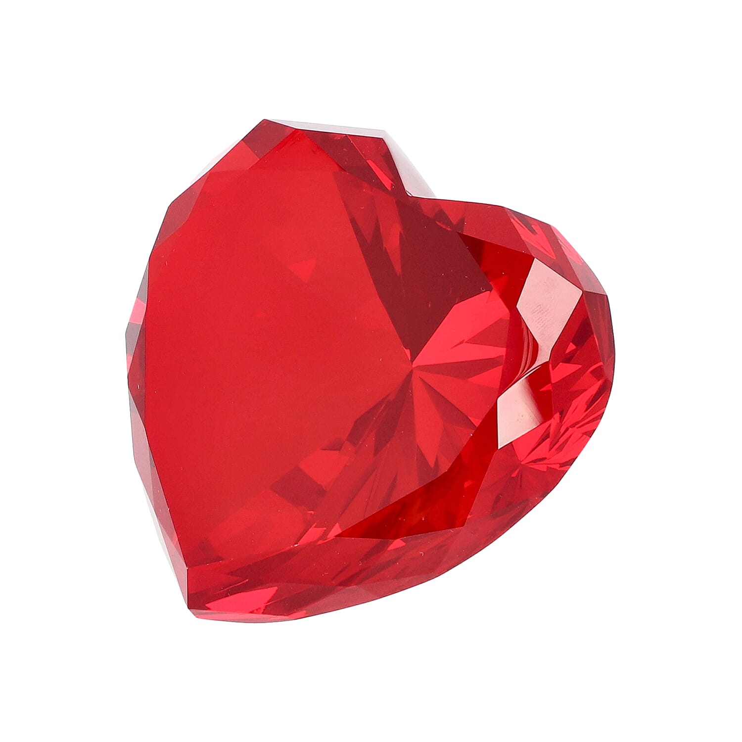 Home Decor - Ruby Colour Red Heart Crystal (Size 8X7.8X5cm)