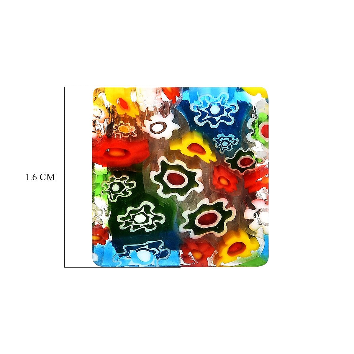 Multi Colour Murano Glass Style Square Cufflinks in Stainless Steel