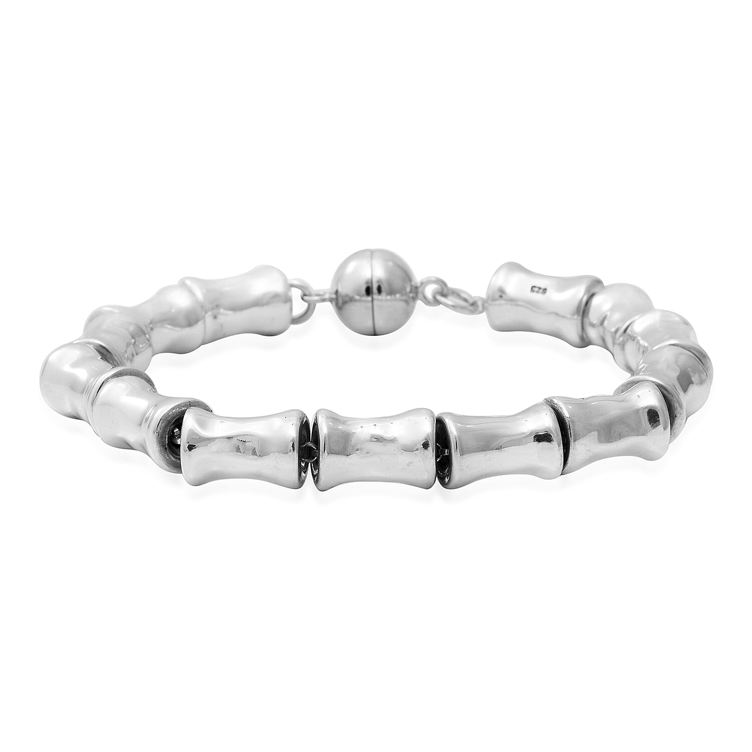 Close Out Buy - Thai Sterling Silver Bamboo Collection Bracelet (Size 7.5) with Magnetic Lock