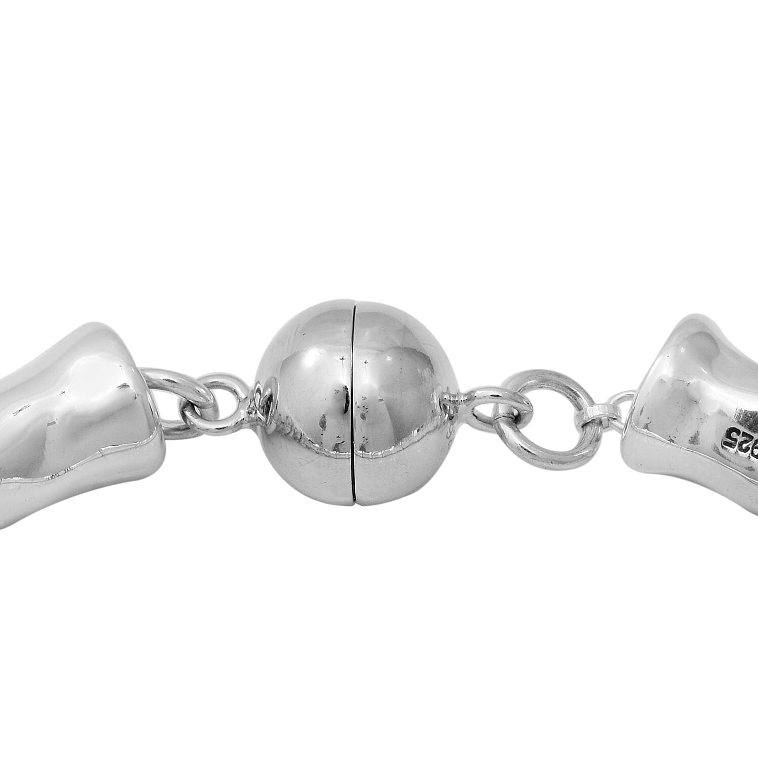Close Out Buy - Thai Sterling Silver Bamboo Collection Bracelet (Size 7.5) with Magnetic Lock