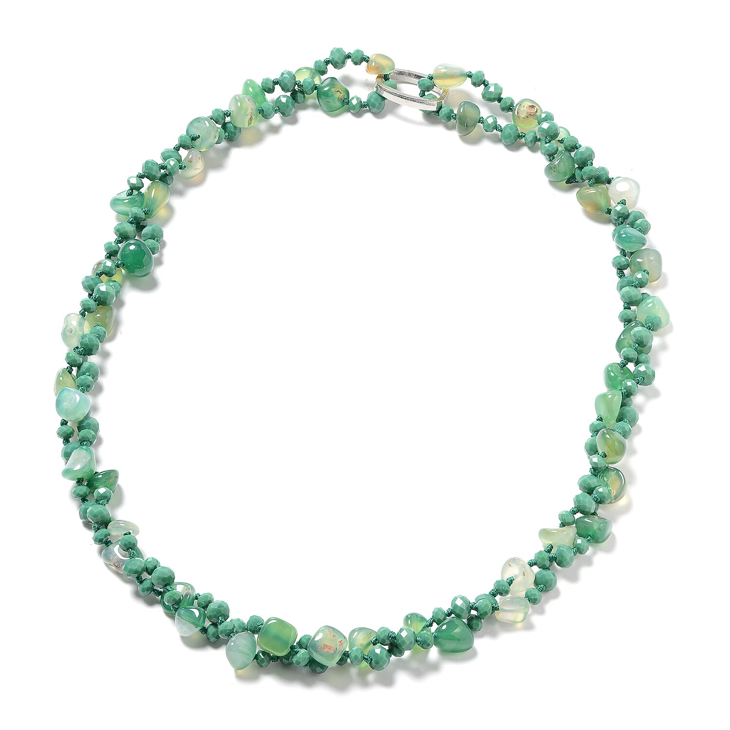 Green Agate and Simulated Emerald Beads Necklace (Size 60) 500.00 Ct.
