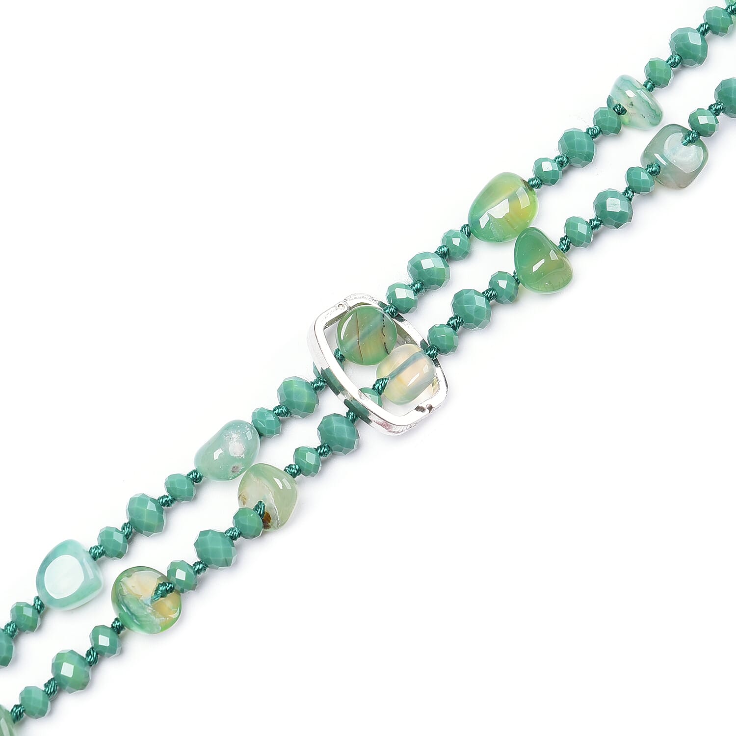 Green Agate and Simulated Emerald Beads Necklace (Size 60) 500.00 Ct.