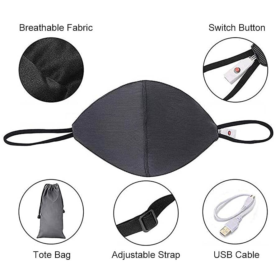 Colour Changing Rechargeable LED Luminous Face Cover (Size 15x21x3 Cm) - Black